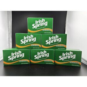 6 Lot Irish Spring Original Deodorant Soap 3.7oz Old Version No Flaxseed Oil